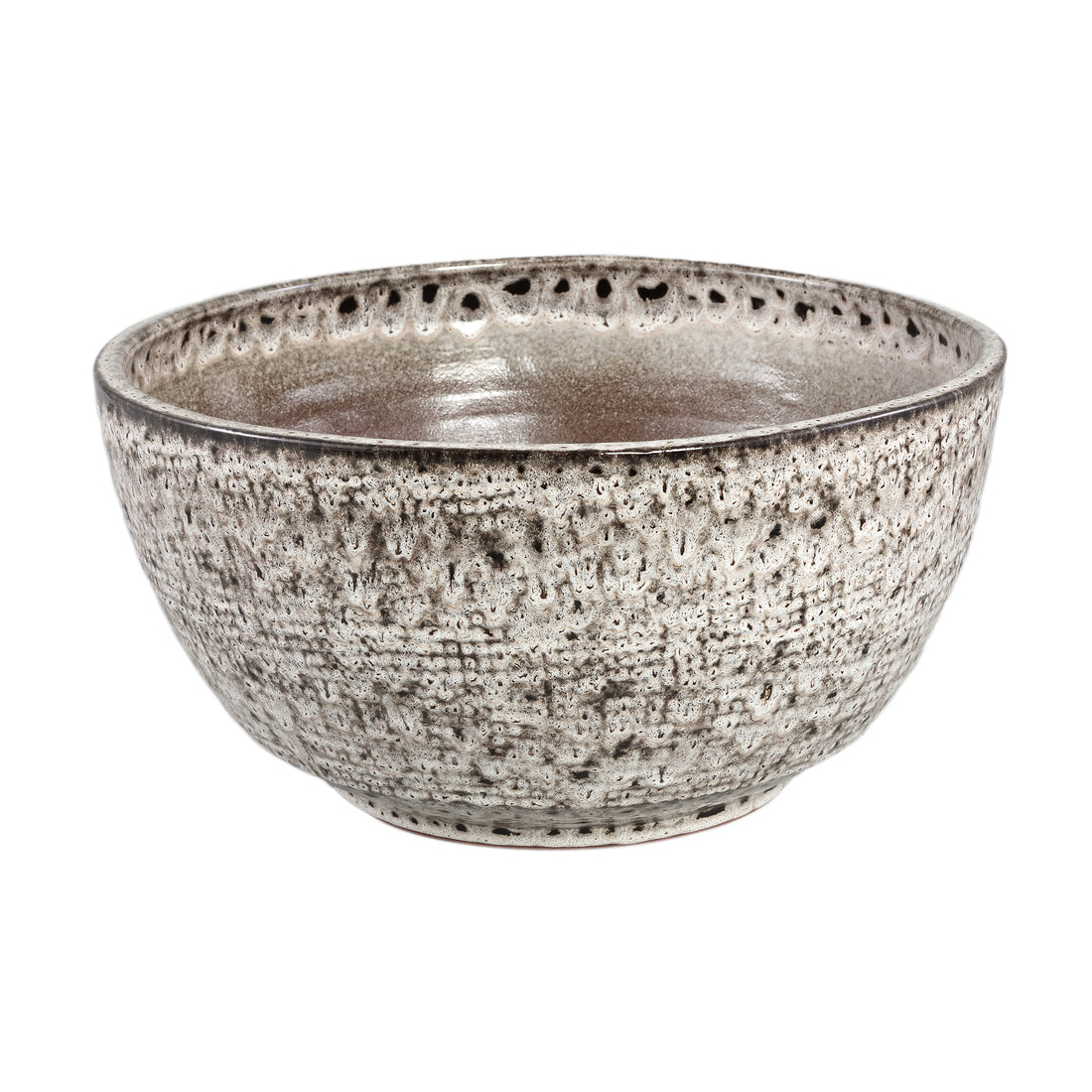 Elana White Round Ceramic Bowl With Grey Pattern L Dia50xH25,5cm PTMD - Pot - PTMD - livinglovely.nl