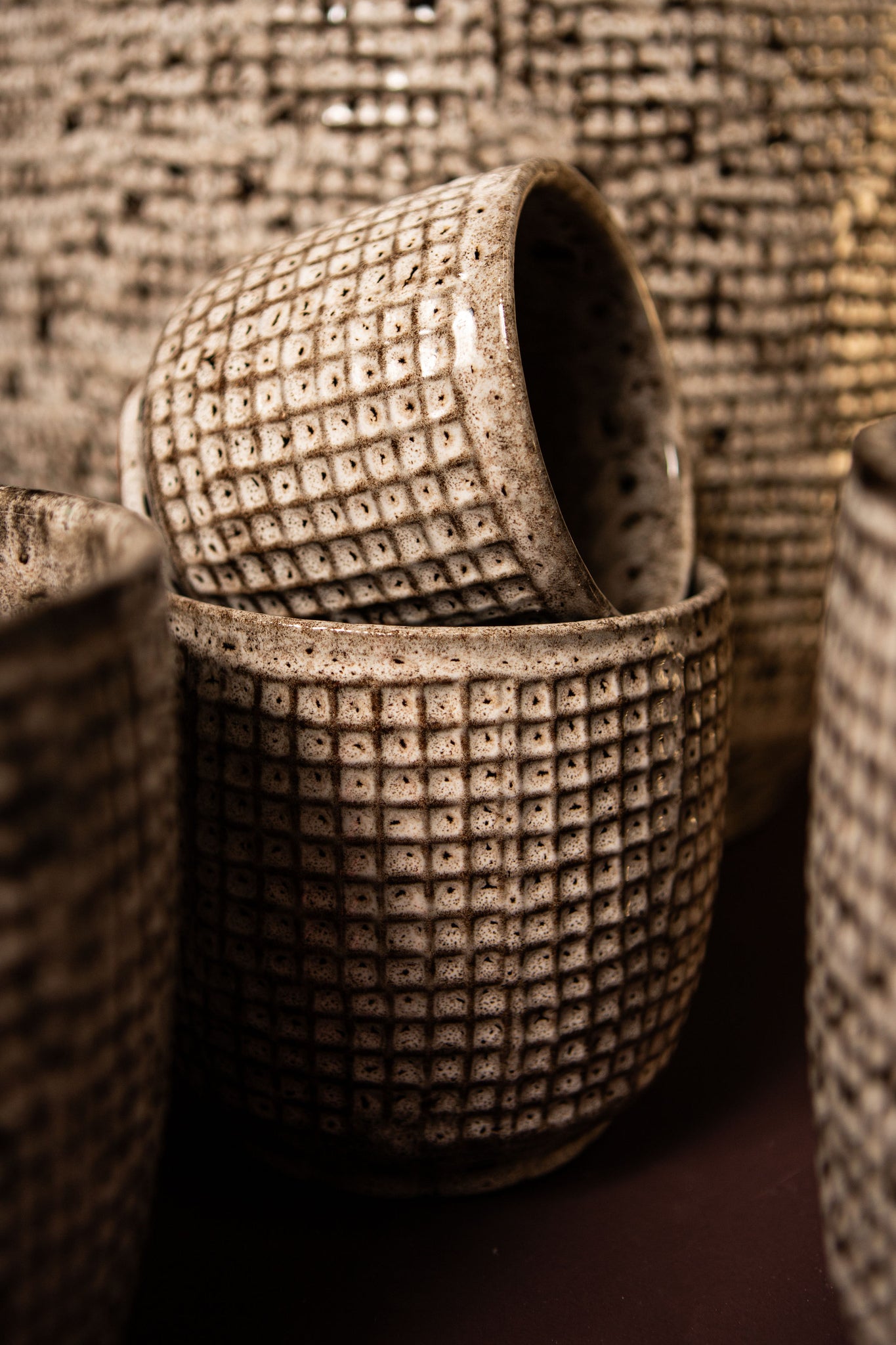 Elana White Round Ceramic Pot With Grey Pattern L dia30xH29cm PTMD - Pot - PTMD - livinglovely.nl