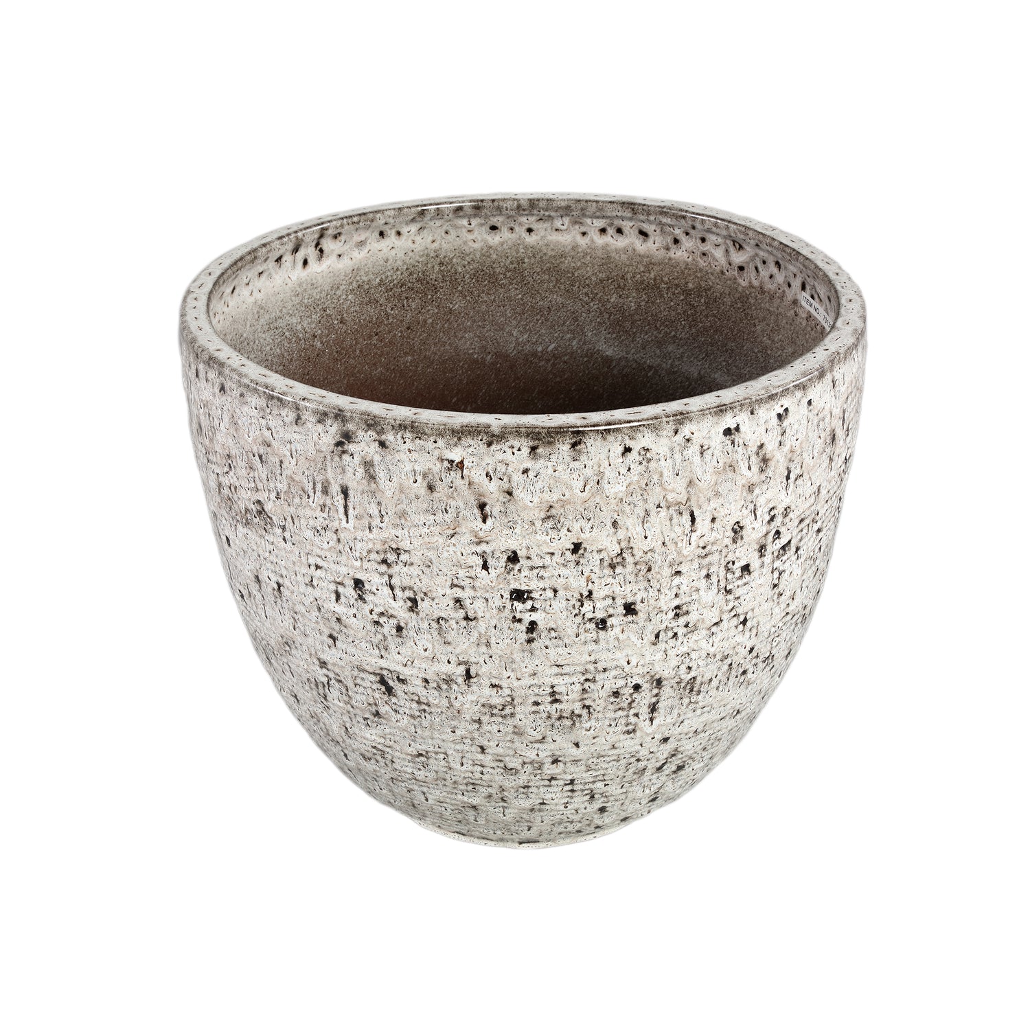 Elana White Round Ceramic Pot With Grey Pattern L dia30xH29cm PTMD - Pot - PTMD - livinglovely.nl