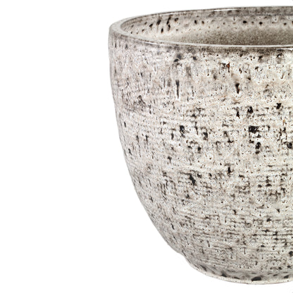Elana White Round Ceramic Pot With Grey Pattern XL Dia39x35cm PTMD - Pot - PTMD - livinglovely.nl