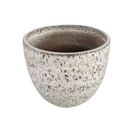 Elana White Round Ceramic Pot With Grey Pattern XL Dia39x35cm PTMD - Pot - PTMD - livinglovely.nl