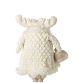 Eland met jas van J-Line in wit en beige, detail van de jas en het gewei