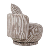 Elin Fauteuil Beige Golvende Lijnen Rond van PTMD, schuin aanzicht van de ronde vorm