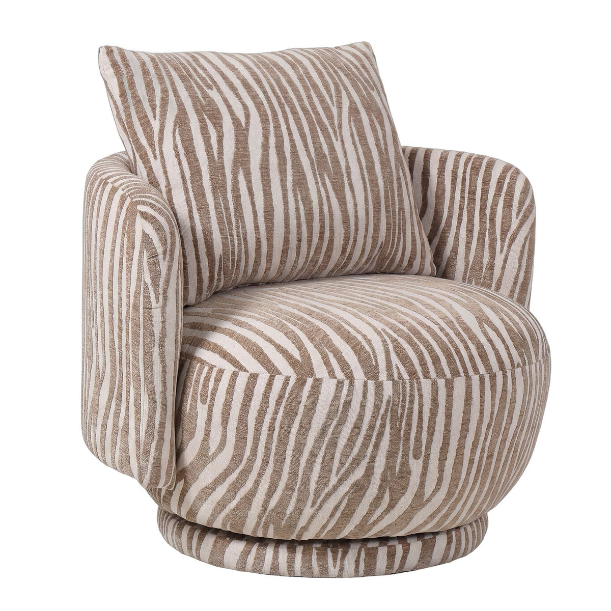 Elin Fauteuil Beige Golvende Lijnen Rond van PTMD, zijaanzicht van de fauteuil