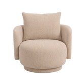 Elin Fauteuil Opulence Beige Rond van PTMD, vooraanzicht van de ronde beige fauteuil