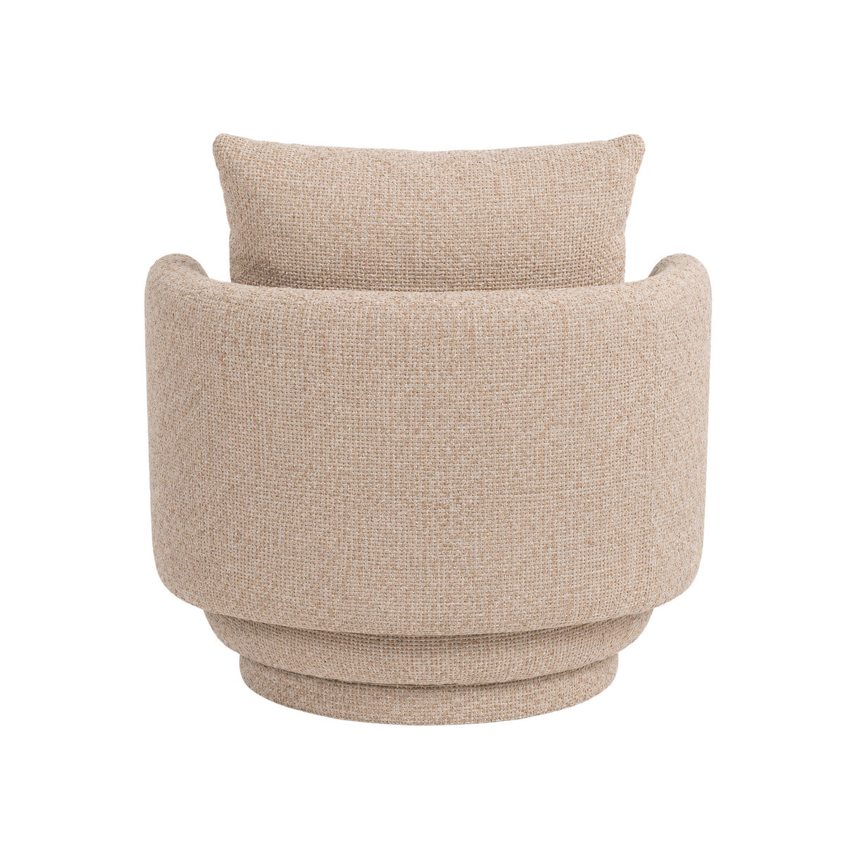 Elin Fauteuil Opulence Beige Rond van PTMD, achteraanzicht van de beige fauteuil