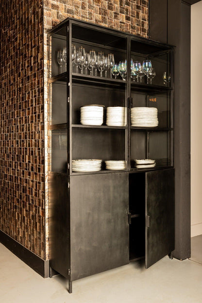 Elina Glass Cabinet Iron Frame 2 Doors PTMD - Vitrinekast - PTMD - livinglovely.nl