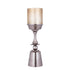 Eliviana Brass Casted Alu Stormlight Beige Glass L van PTMD, messingkleurig windlicht met beige glas op witte achtergrond
