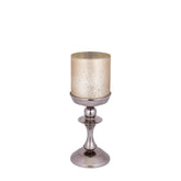 Eliviana Brass Casted Alu Stormlight Beige Glass S van PTMD, tweede aanzicht van het windlicht op witte achtergrond