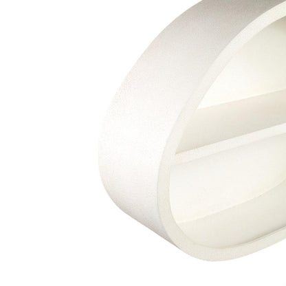 Emmelie White MDF rough oval wall rack low PTMD - Wandrek - PTMD - livinglovely.nl