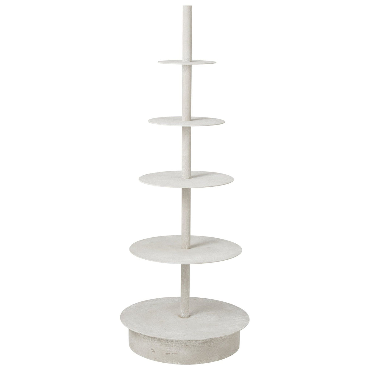 Etagere Rond 5 Laags Metaal Wit van J-Line, witte etagere met vijf ronde bladen van 180cm hoog