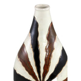 Evelin Dark Brown Oval Ceramic Vase With Lines S 23x15x44.5cm PTMD - Vaas - PTMD - livinglovely.nl
