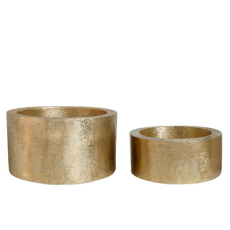 Eviee Gold Brushed Alu Sheet Pot Rond Set van 2 PTMD , Pot , PTMD , livinglovely.nl