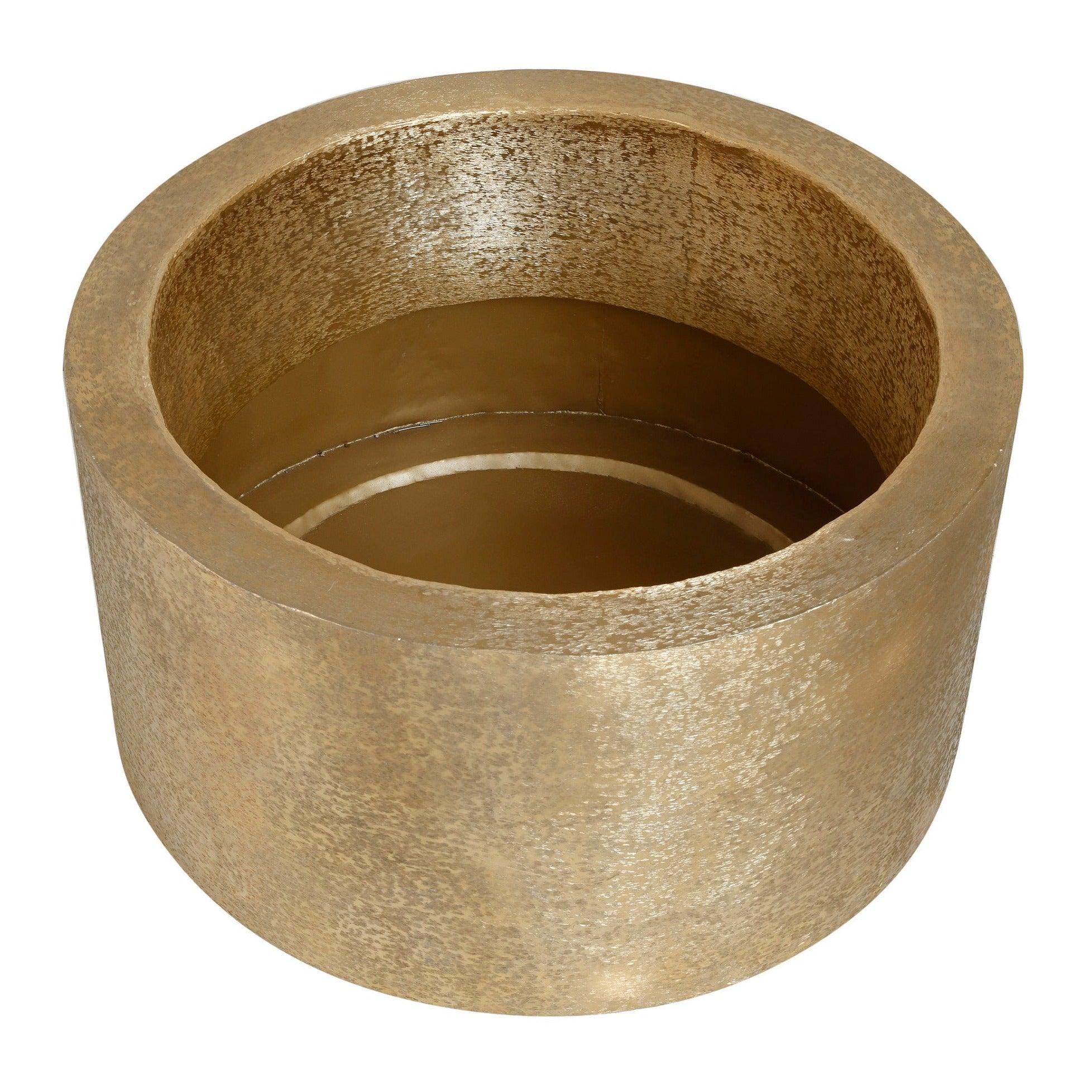 Eviee Gold Brushed Alu Sheet Pot Rond Set van 2 PTMD - Pot - PTMD - livinglovely.nl