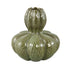 Fardau Green Glazed Ceramic Pumpkin Shaped Vase XL van PTMD, grote groene keramieken pompoenvaas op witte achtergrond