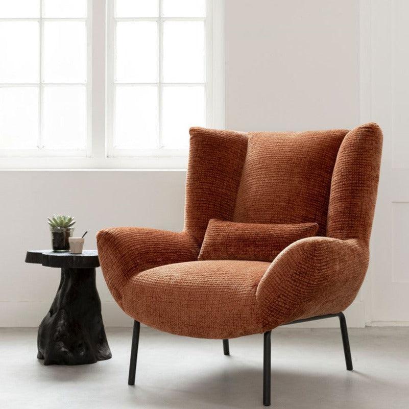 Loungestoel Astro met wafelstructuur cinnamon vooraanzicht