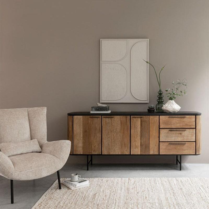 Astro fauteuil Glamour stof naturel zijaanzicht MUST Living