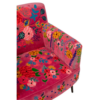 Fauteuil Bloemen Mangohout Fuchsia J-Line