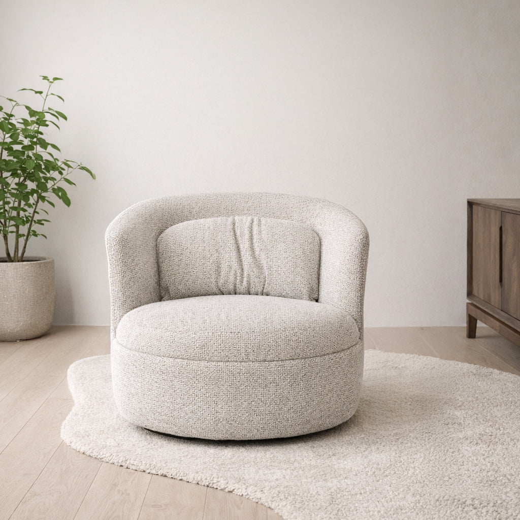 Draaibare fauteuil Britt Beige van Livingfurn, B84cm x D85cm x H76cm