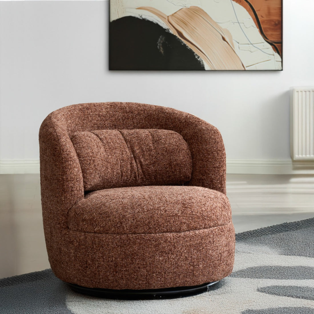 Draaibare fauteuil Britt Bordeaux van Livingfurn, B84cm x D85cm x H76cm
