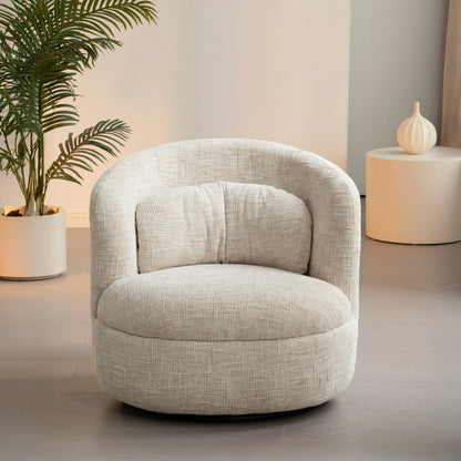Draaibare fauteuil Britt Cream van Livingfurn, B84cm x D85cm x H76cm