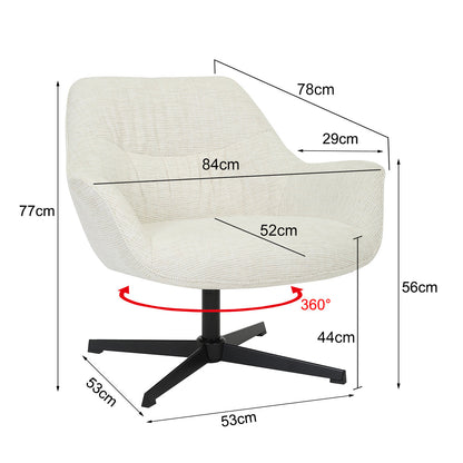Daphne fauteuil in sand, zijaanzicht