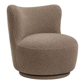 Beige draaifauteuil Dean met ronde kuipvorm en zwarte draaivoet