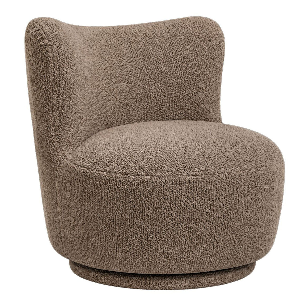 Beige draaifauteuil Dean met ronde kuipvorm en zwarte draaivoet