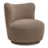 Beige draaifauteuil Dean met ronde kuipvorm en zwarte draaivoet