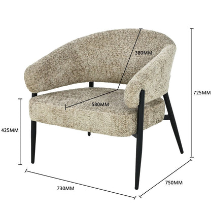 Afmetingen Fauteuil Dilan Venga Liver: B73cm x D72,5cm x H75cm