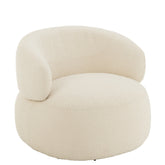 Fauteuil Draaiend Rond Schuim Ecru J-Line - Fauteuil - J-Line - livinglovely.nl