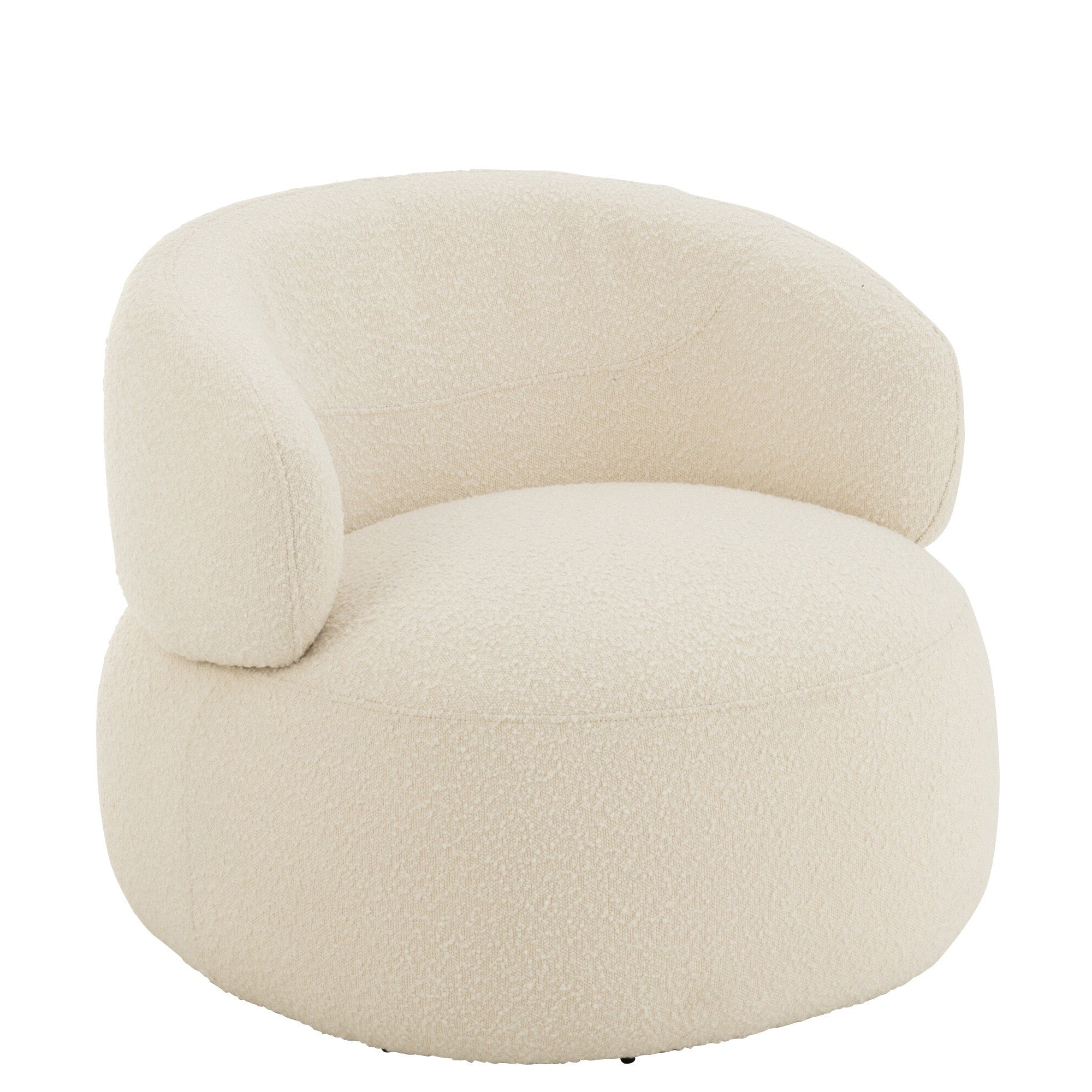 Fauteuil Draaiend Rond Schuim Ecru J-Line - Fauteuil - J-Line - livinglovely.nl