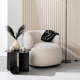 Fauteuil Draaiend Rond Schuim Ecru J-Line - Fauteuil - J-Line - livinglovely.nl