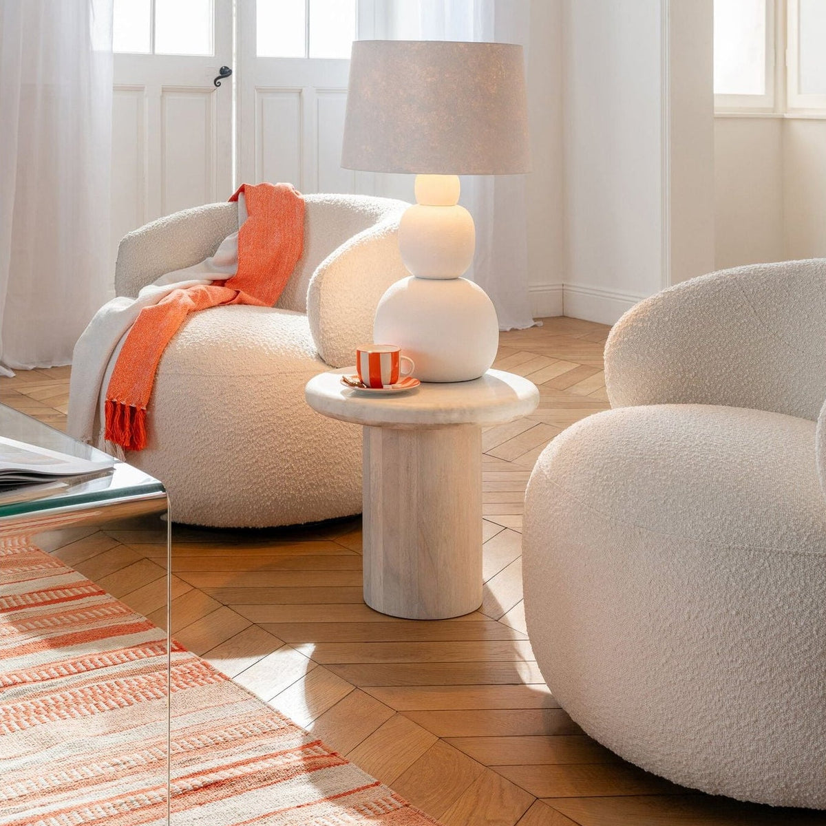 Fauteuil Draaiend Rond Schuim Taupe J-Line