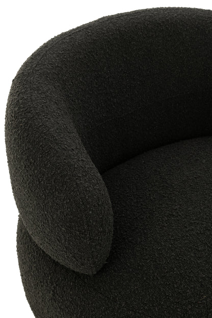 Fauteuil Draaiend Rond Schuim Zwart J-Line - Fauteuil - J-Line - livinglovely.nl