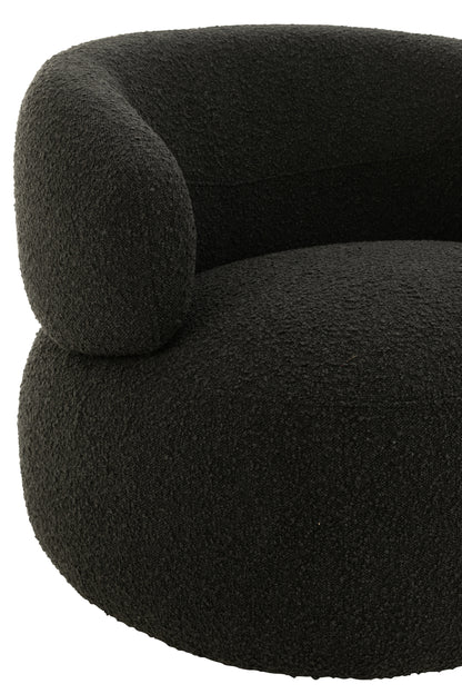 Fauteuil Draaiend Rond Schuim Zwart J-Line - Fauteuil - J-Line - livinglovely.nl