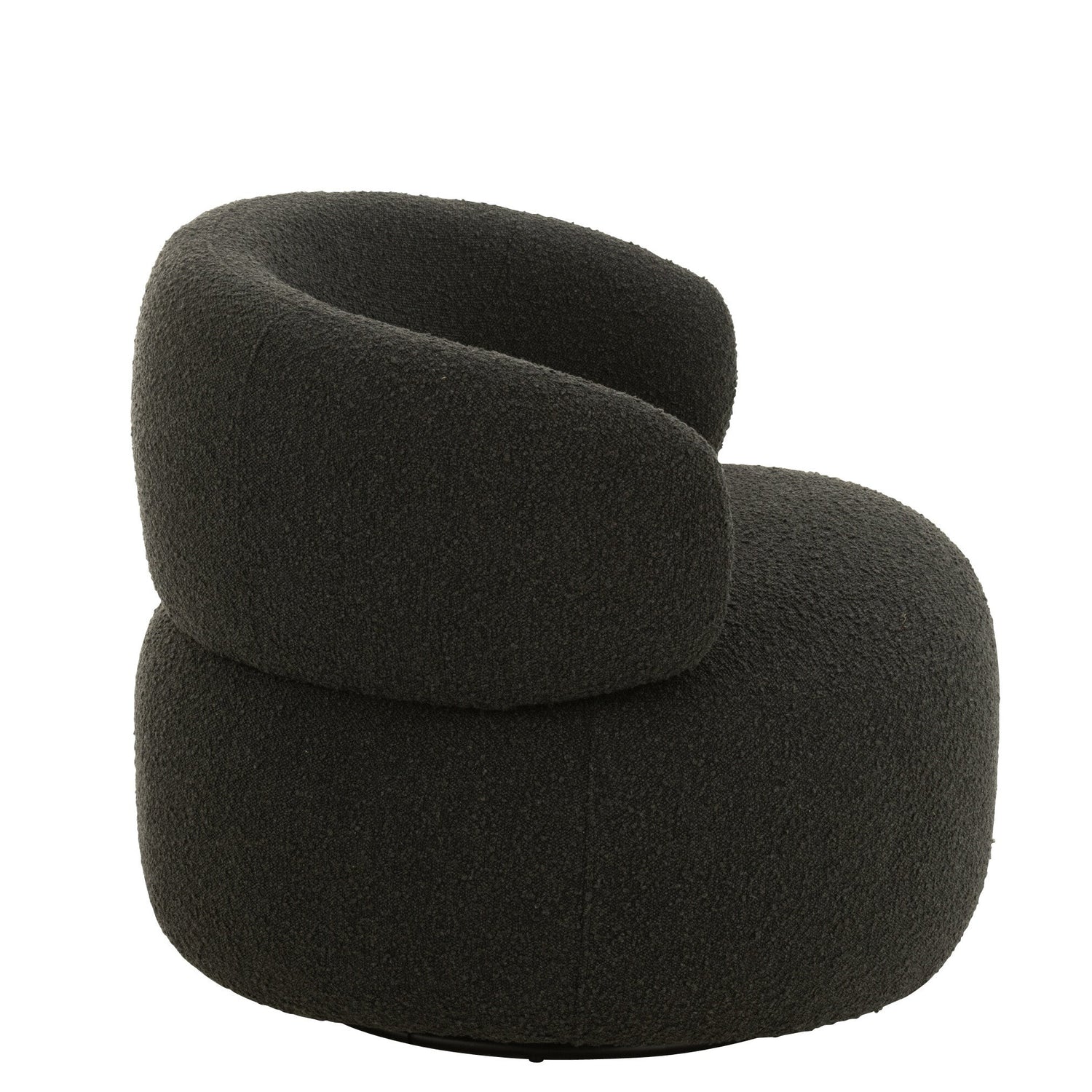 Fauteuil Draaiend Rond Schuim Zwart J-Line - Fauteuil - J-Line - livinglovely.nl