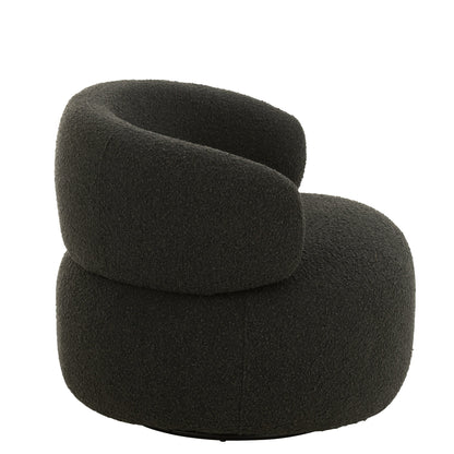 Fauteuil Draaiend Rond Schuim Zwart J-Line - Fauteuil - J-Line - livinglovely.nl