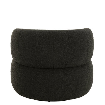Fauteuil Draaiend Rond Schuim Zwart J-Line - Fauteuil - J-Line - livinglovely.nl