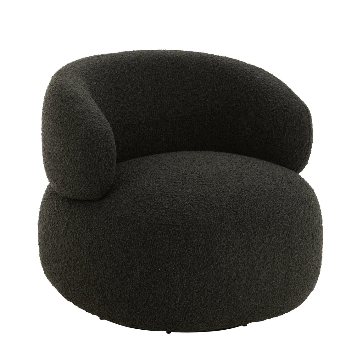 Fauteuil Draaiend Rond Schuim Zwart J-Line - Fauteuil - J-Line - livinglovely.nl
