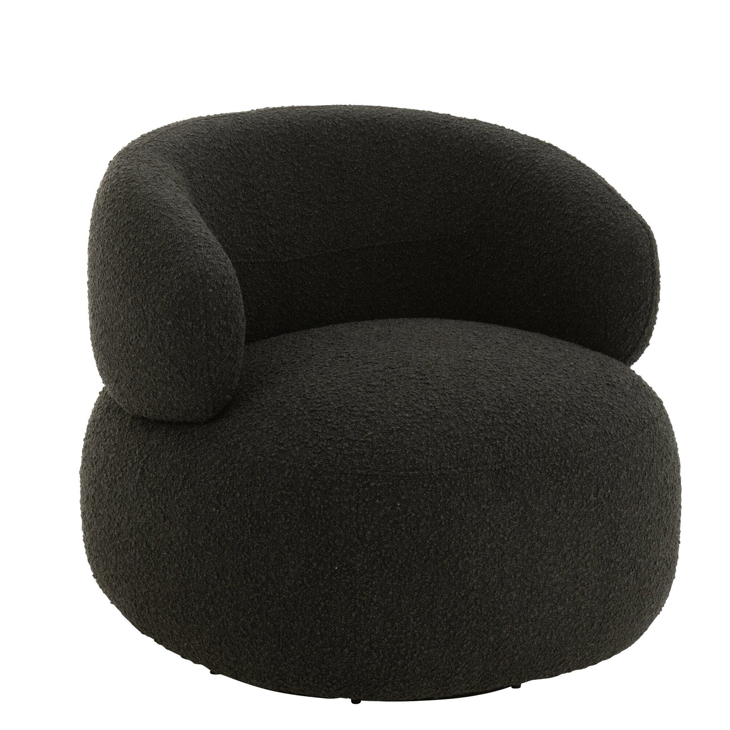 Fauteuil Draaiend Rond Schuim Zwart J-Line - Fauteuil - J-Line - livinglovely.nl