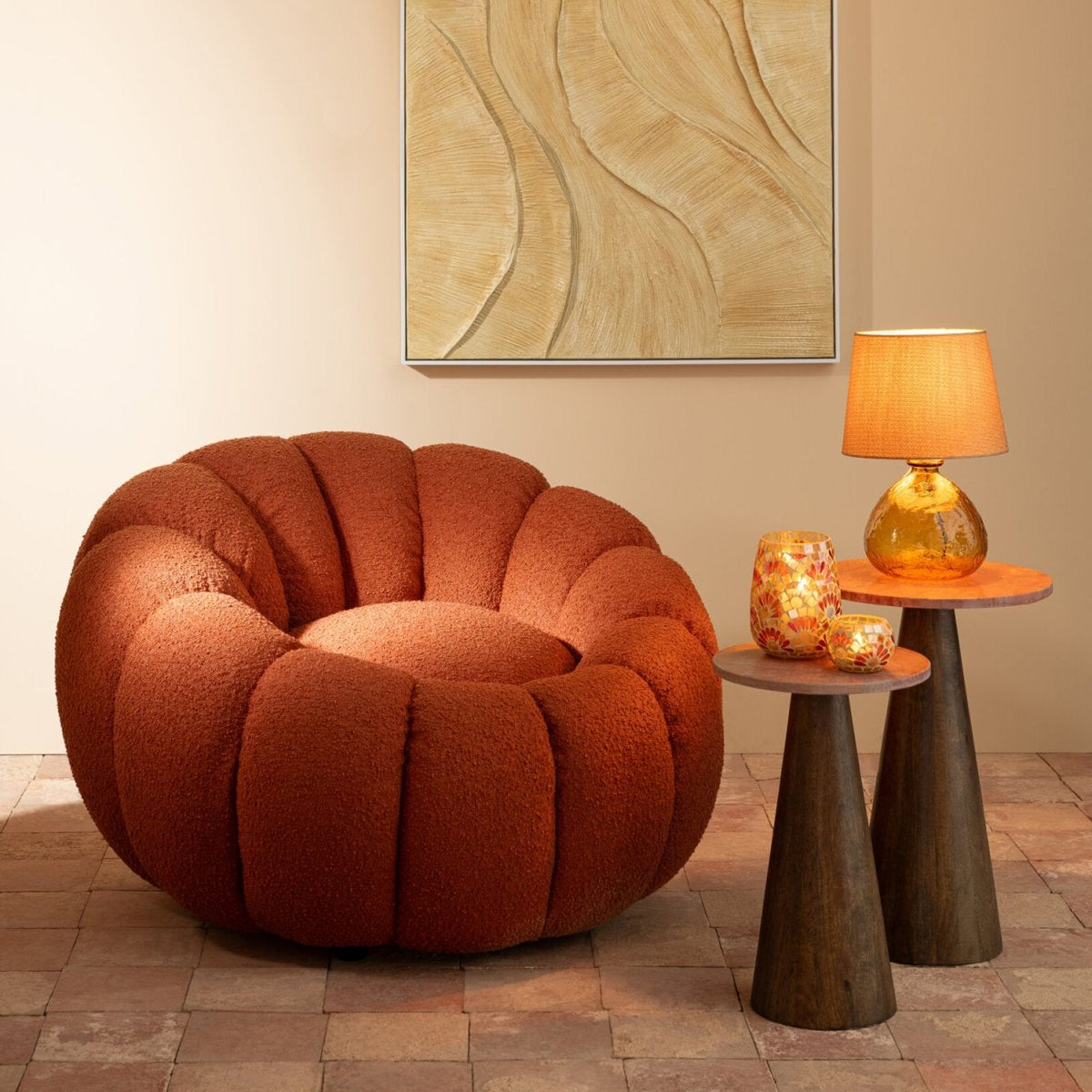 Fauteuil Flower Schuim Roestbruin J-Line