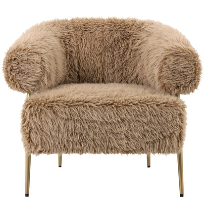 Hair Brown fauteuil van PTMD met bruine bekleding op metalen onderstel