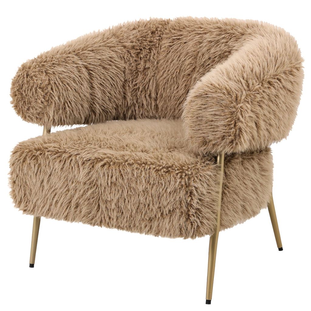 Bruine Hair fauteuil van PTMD met omhullende rug en brede zitting