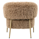 Detail van de langharige bruine bekleding van de PTMD fauteuil