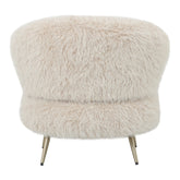 Detail van de langharige beige bekleding van de Franklyn fauteuil van PTMD