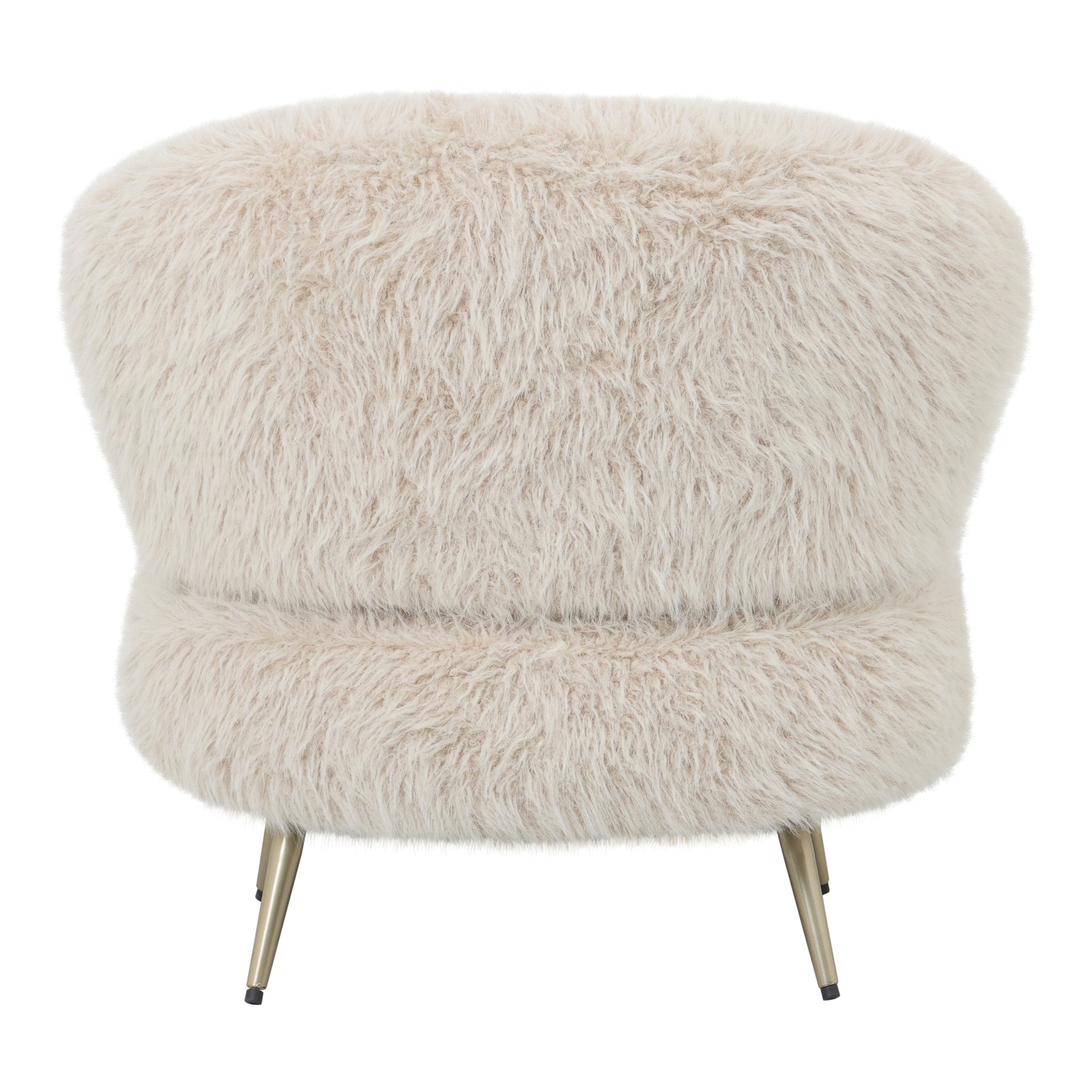 Detail van de langharige beige bekleding van de Franklyn fauteuil van PTMD