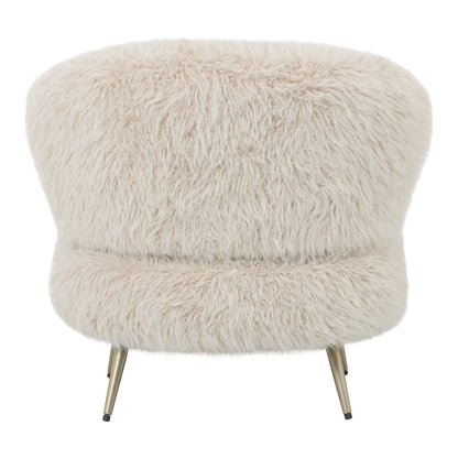 Detail van de langharige beige bekleding van de Franklyn fauteuil van PTMD