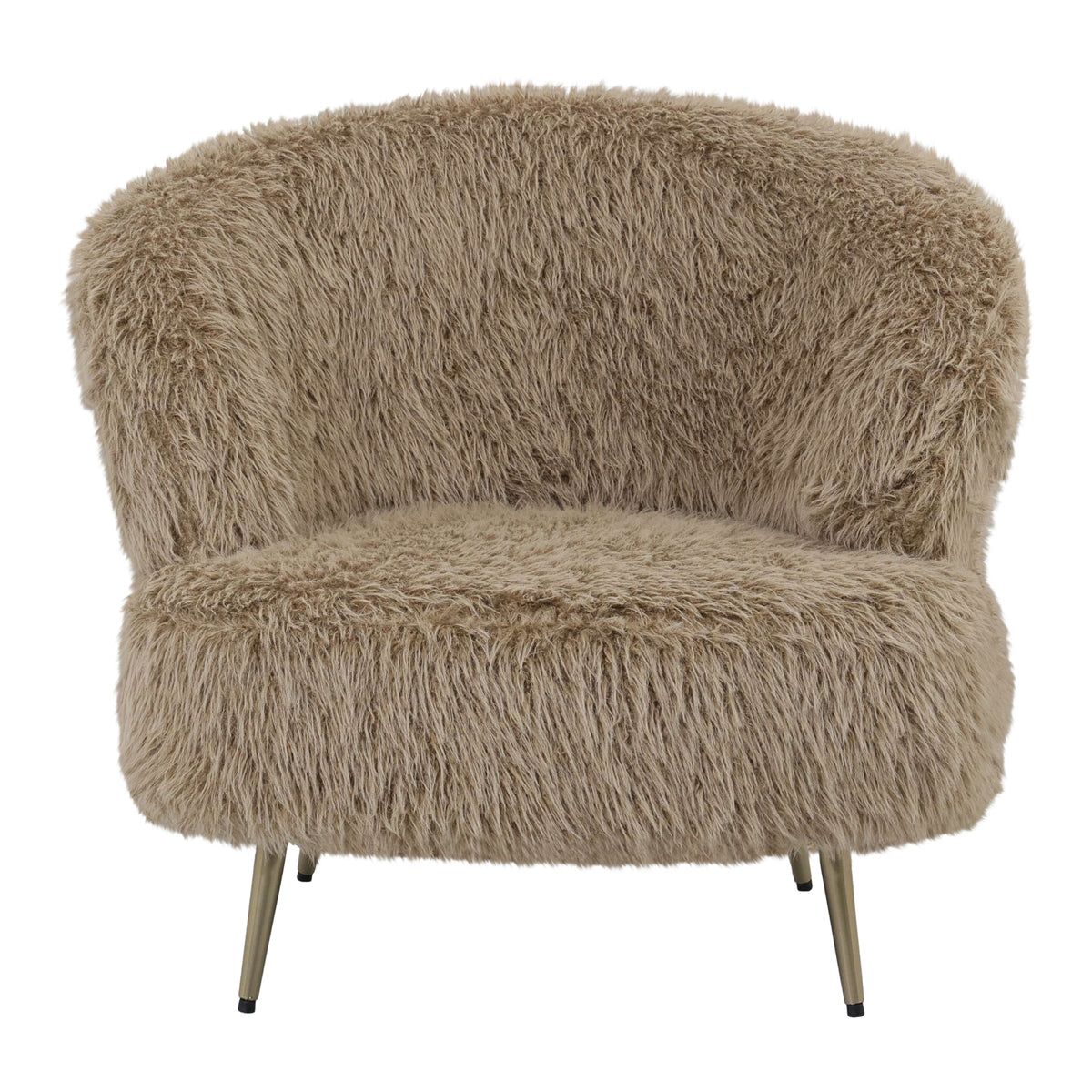 Franklyn fauteuil van PTMD in warme bruine Hair stof met ronde vormen