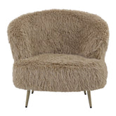 Franklyn fauteuil van PTMD in warme bruine Hair stof met ronde vormen